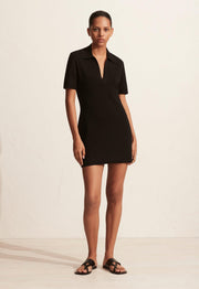 Polo Knit Dress - Black - Matteau
